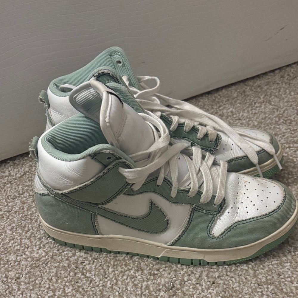 Nike White and Mint High-Top Sneakers